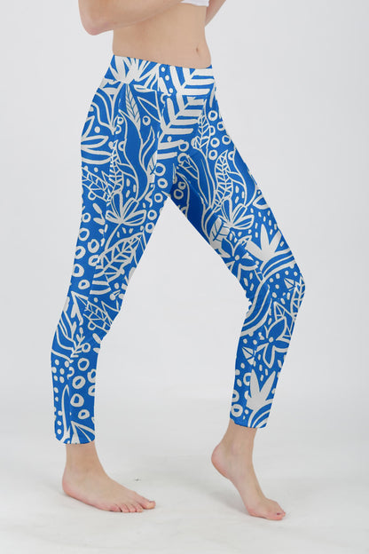 Blue White Tropical Print-