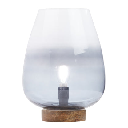 River of Goods 10.5" H Briggs Blue/White Ombre Globe-Like Shade Accent Lamp with a Mango Wood Block Base