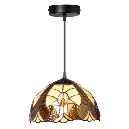 River of Goods 10" W Halston Traditional Amber Dome Shade Pendant