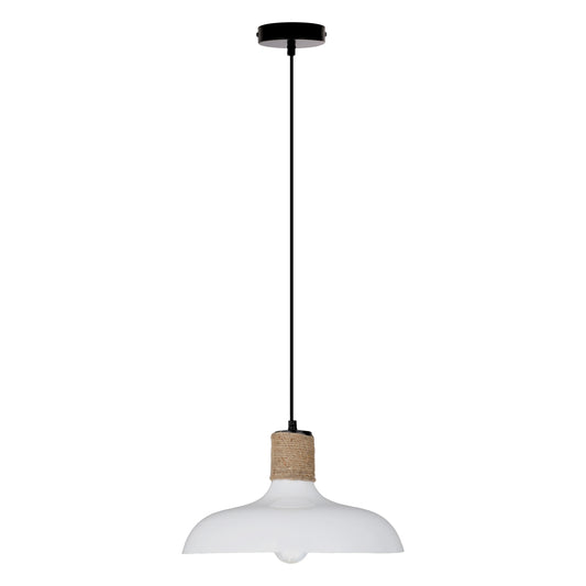 River of Goods Anastasia 14"W White and Jute Drum Pendant Light