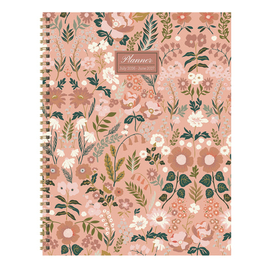 July 2026 - June 2027 Blooming Pink Weekly Monthly Planner
