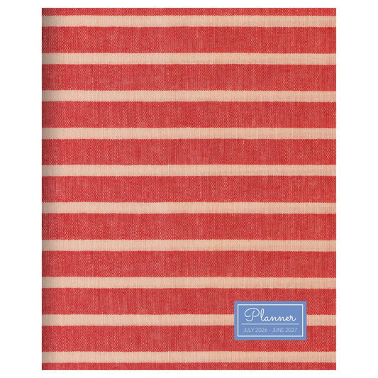 July 2026 - June 2027 Red Stripe Monthly Planner