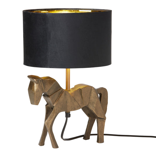 River of Goods 17.75 H Gold Origami Horse Base Table Lamp with Black Drum Shade