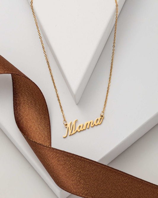 Gold Swarovski Crystal Necklace – Goldtone Stainless Steel Mama Pendant Necklace By callura