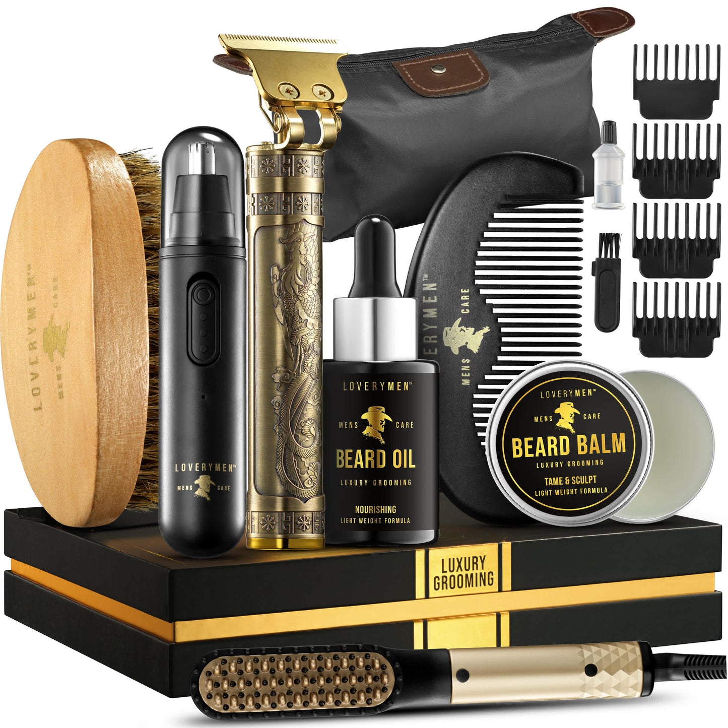 Lovery Men Beard Grooming Kit - 15pc Luxury Beard Care