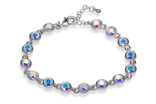 Aurora Borealis Swarovski Crystal Bracelet – Purple Blue Shade Tennis Bracelet With Swarovski Crystals By callura