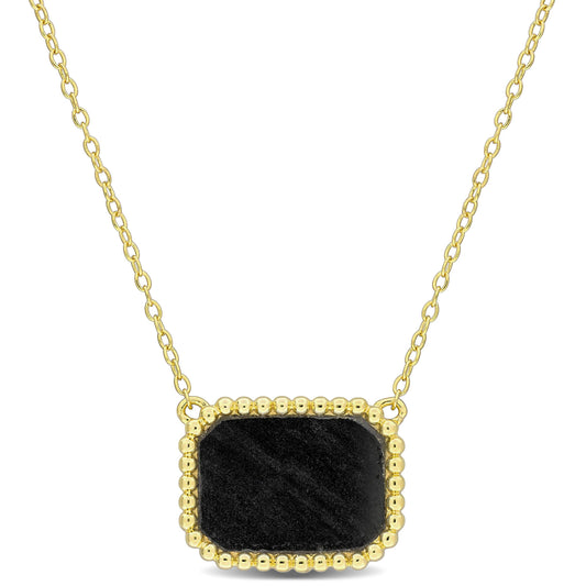 5 CT TGW Hematite Necklace With Chain Yellow Silver Length (inches): 17