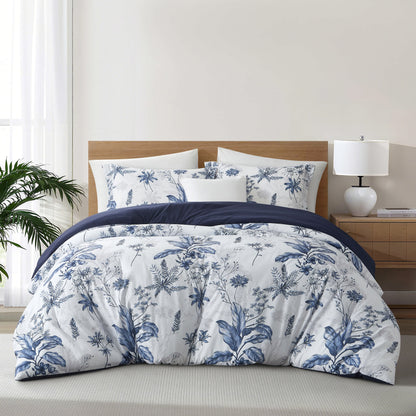 Nanshing White Blue Comforter Set, 2 Piece Elegant Floral Bedding,Twin Size Microfiber Print Bedding Set, Super Soft Comforter & 1 Pillow Sham, Home Decor