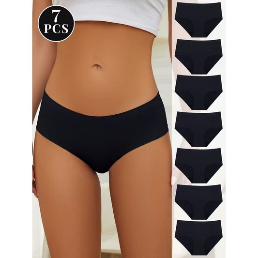 Women's 7 Pieces Solid Color Seamless Hipster Panty Set