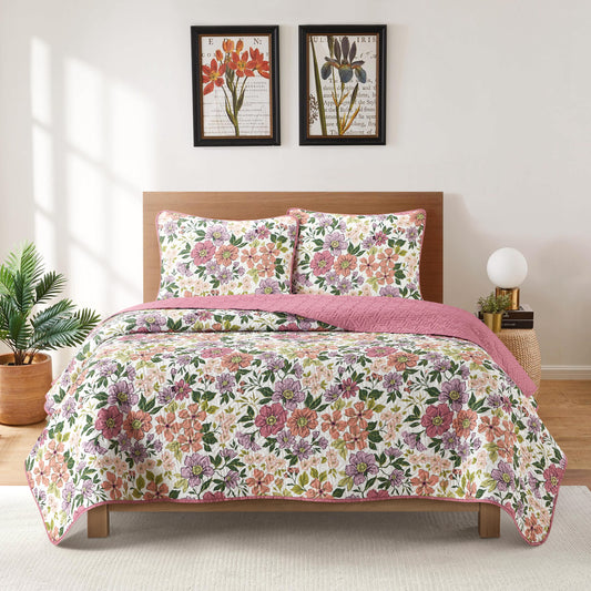 Nanshing Alayna 3 Piece Queen Floral Quilt Set