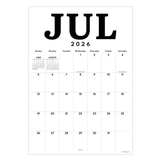 July 2026 - June 2027 Art Poster Wall Calendar