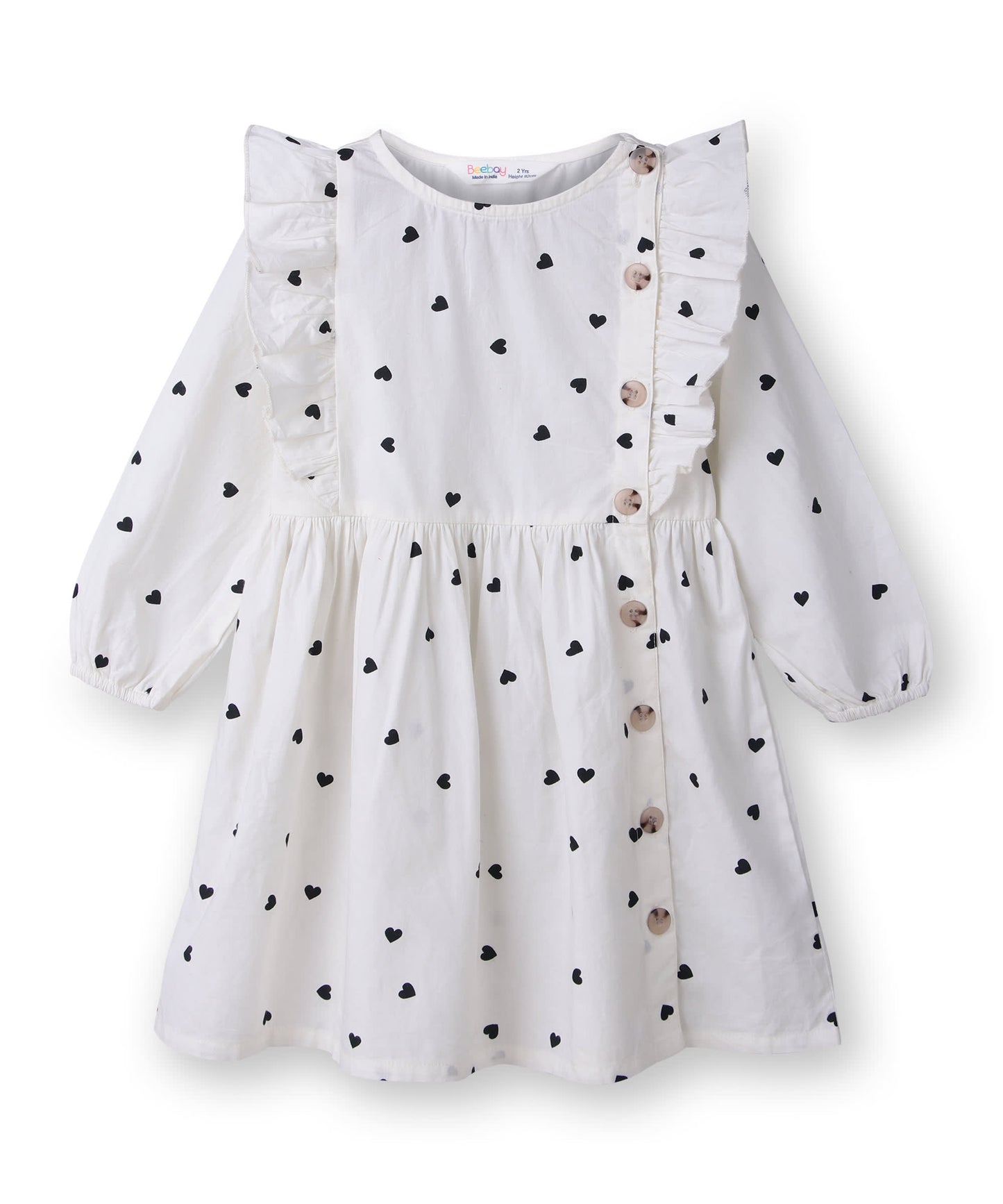 Beebay Button through heart print dress White