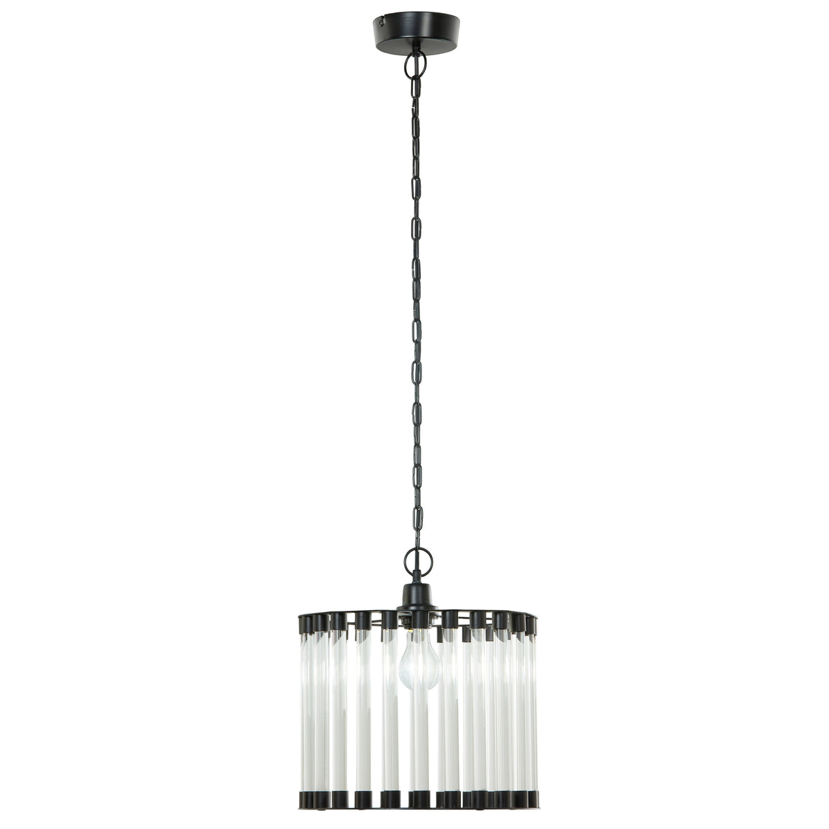 River of Goods 13" W Adalee Clear and Black Glass and Metal Pendant Light