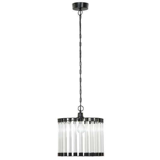 River of Goods 13" W Adalee Clear and Black Glass and Metal Pendant Light