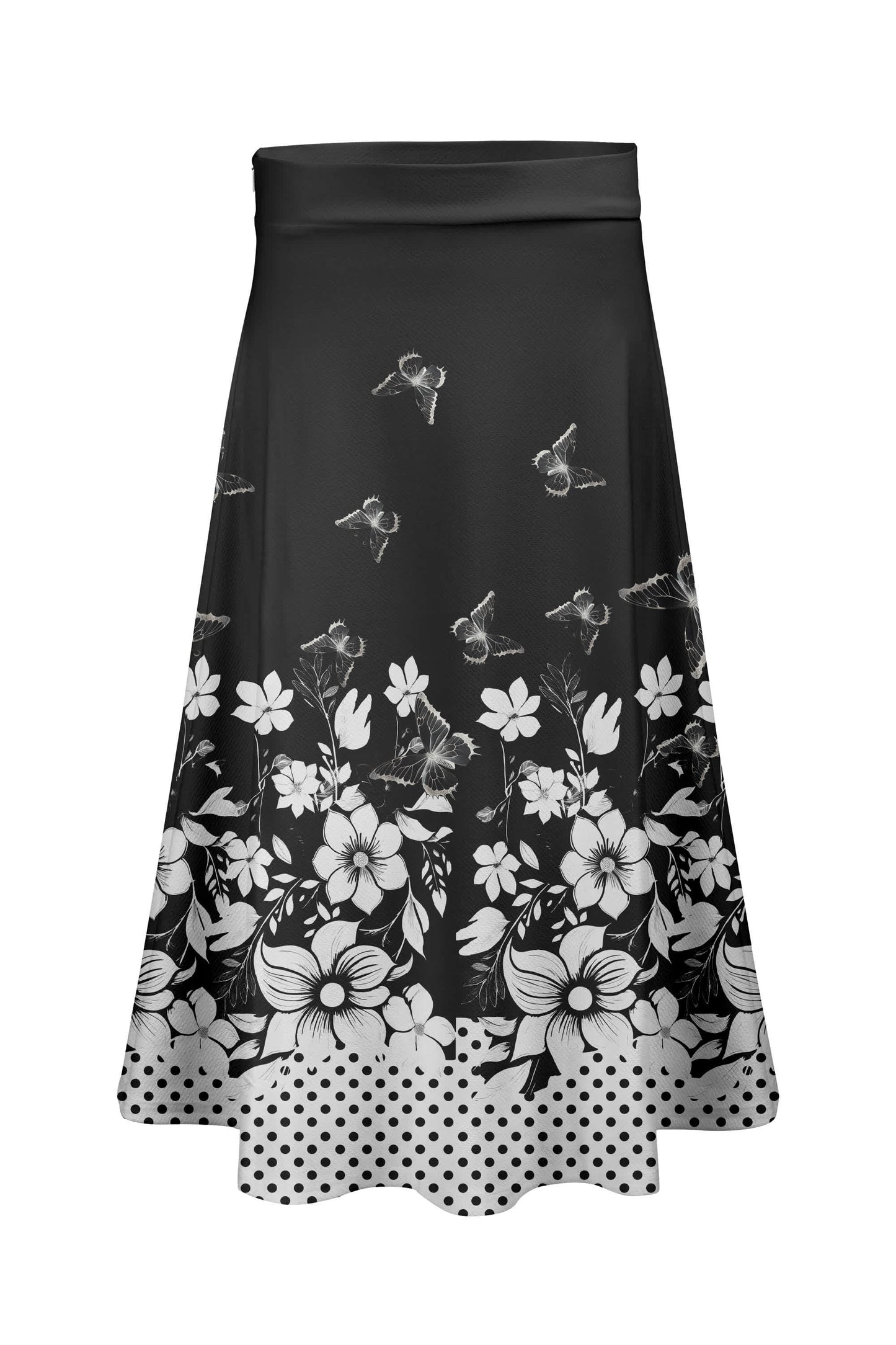 Black White Floral Ombre Print-