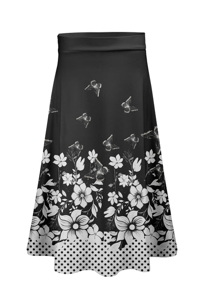 Black White Floral Ombre Print-