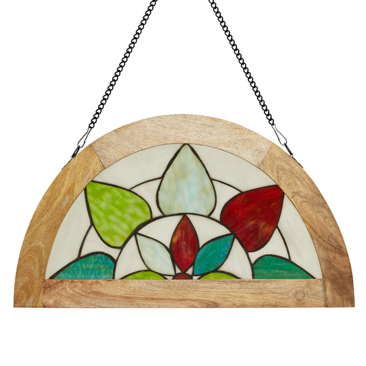 River of Goods 14" H Tiffany-Style Floral Stained Glass Window Panel
