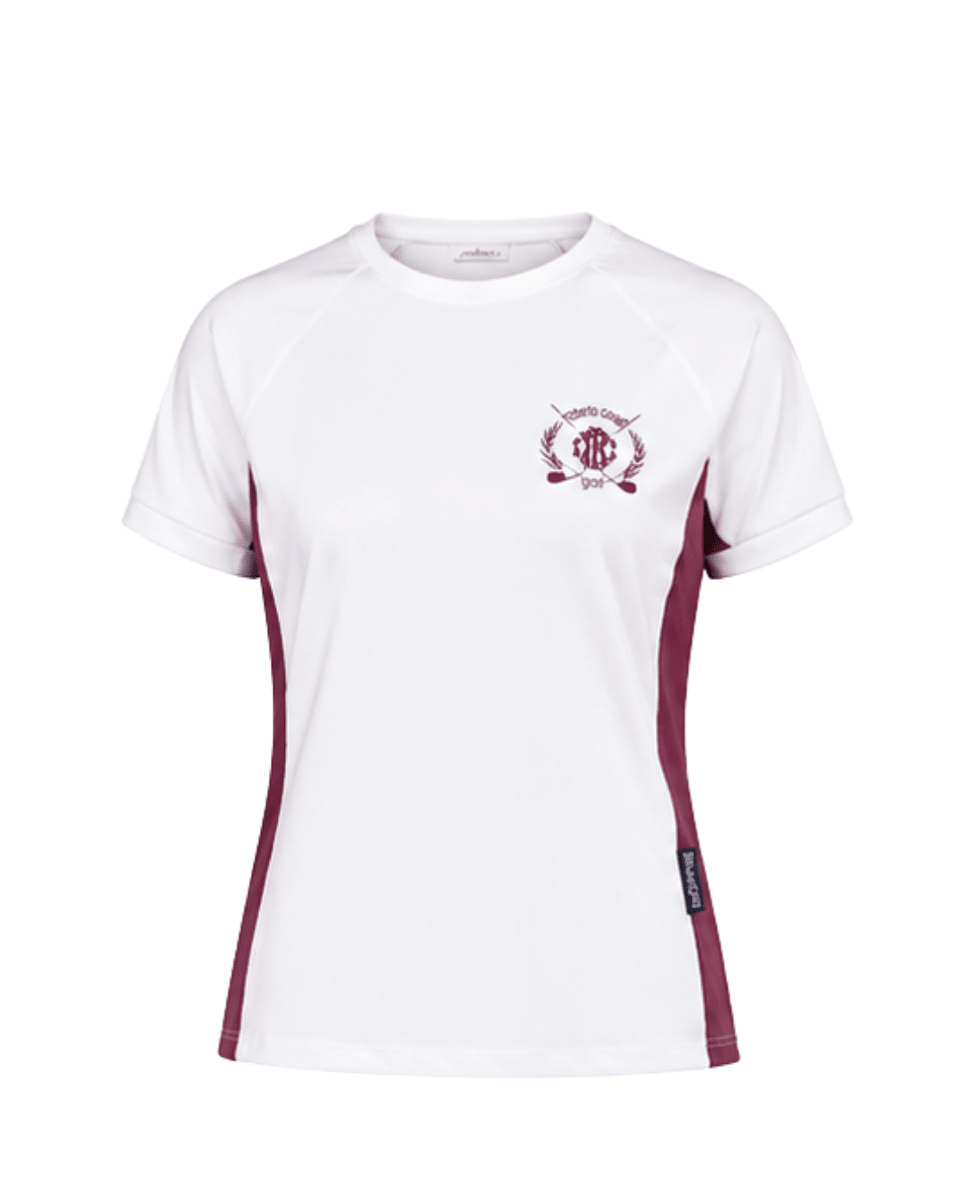 White with Maroon-