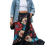 Black Multicolor Floral Border Print