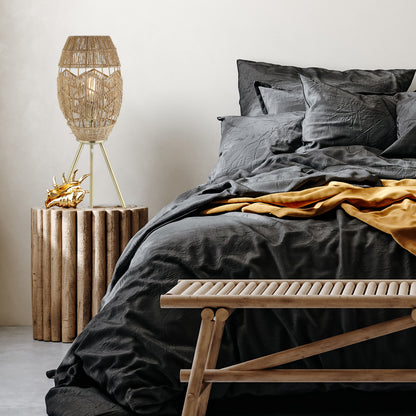 River of Goods Moira 23.5" High Brushed Gold Iron Table Lamp with Round Tan Hemp Rope Shade
