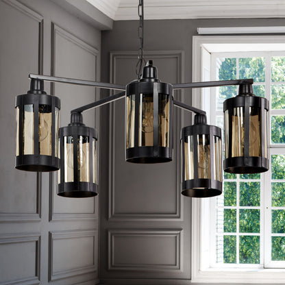River of Goods 25" W 5-Light Oliver Metal and Glass Chandelier