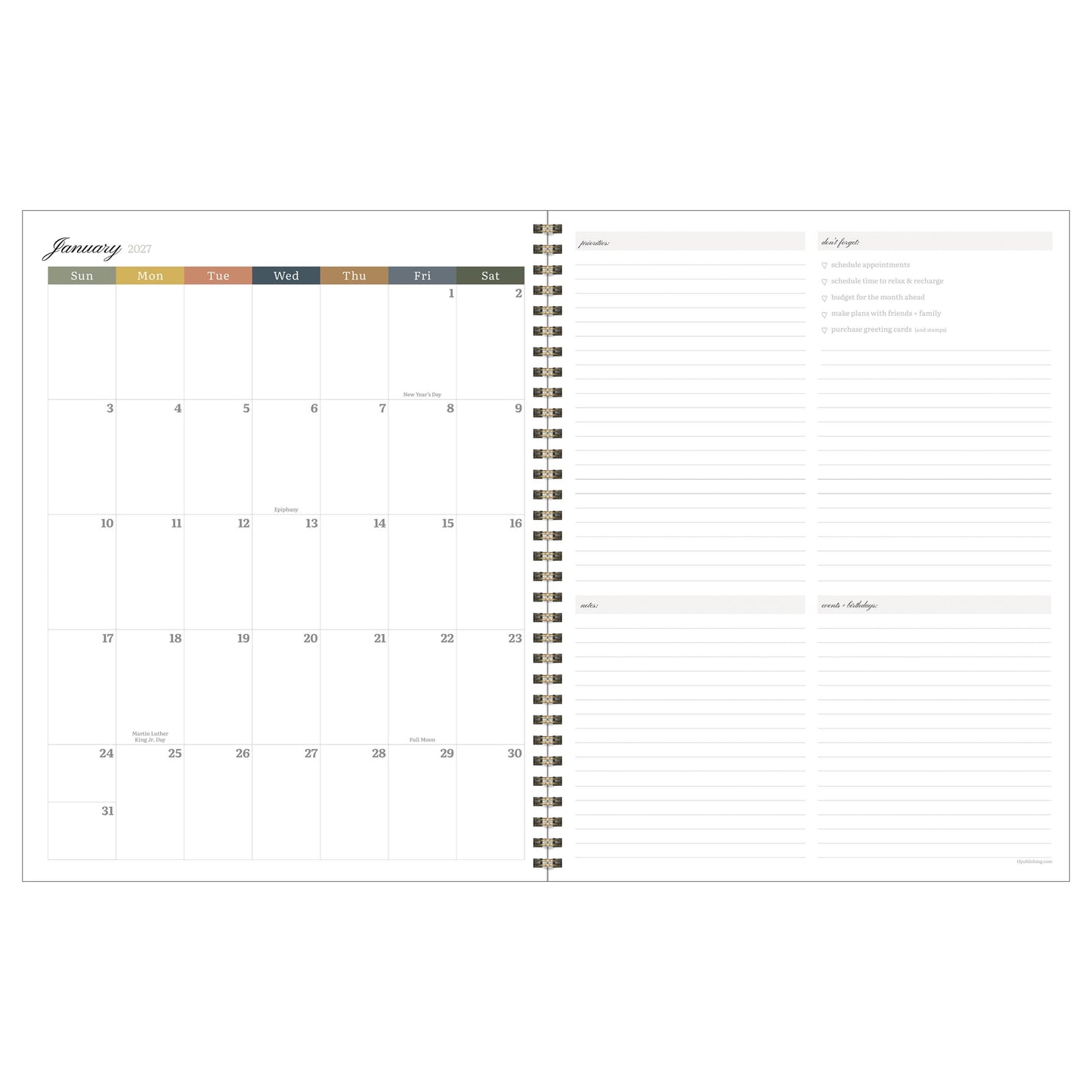 July 2026 - June 2027 Leaf Motif Weekly Monthly Planner
