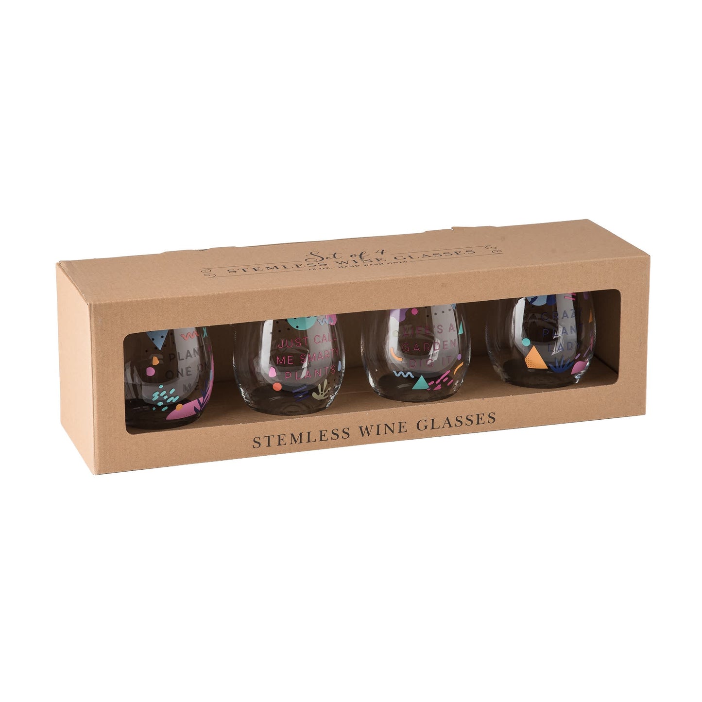 18 Oz Multicolor Spring Stemless Wine Glasses Set of 4 for Plant Enthusiasts Perfect for Spring Celebrations