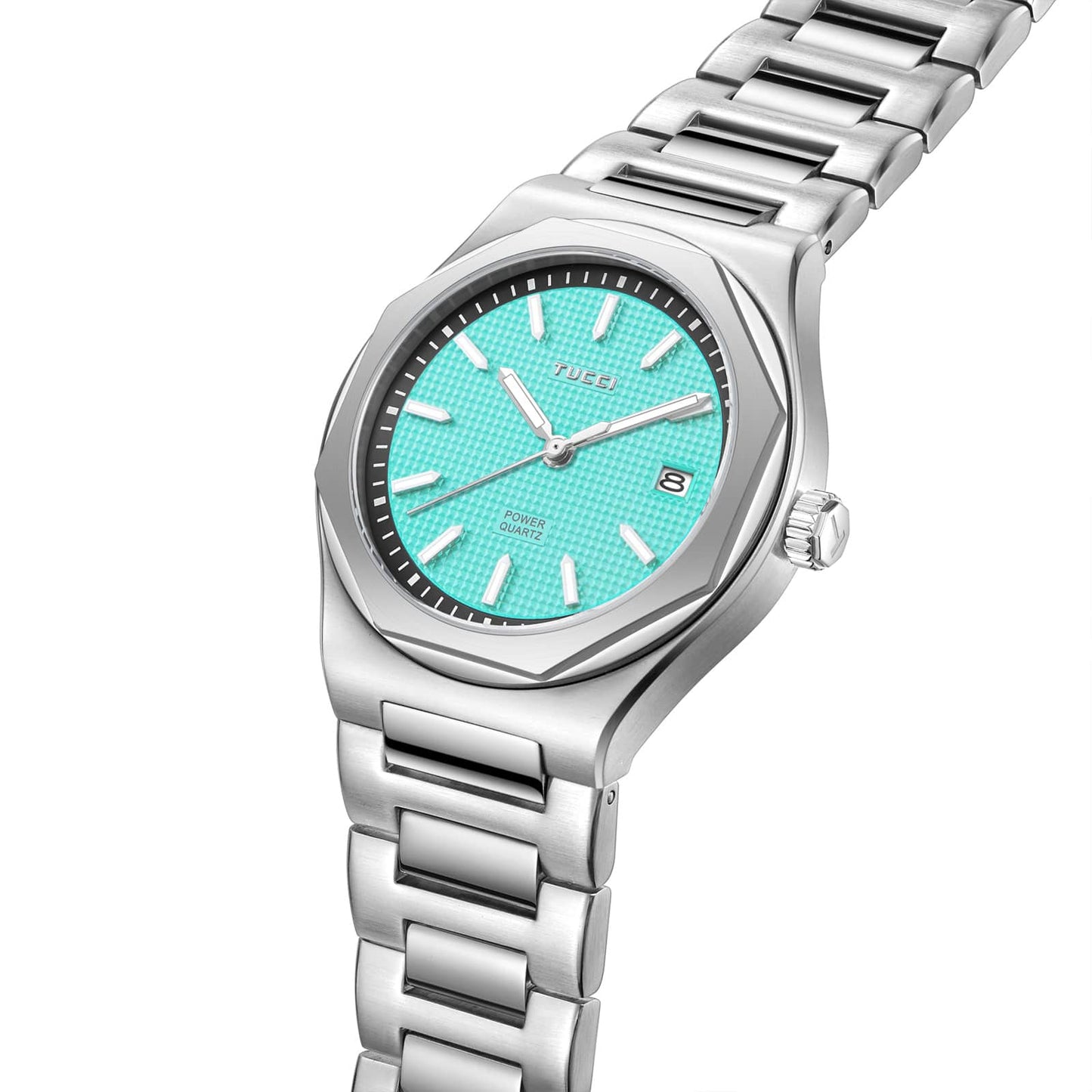 Silver Tone Light Blue-