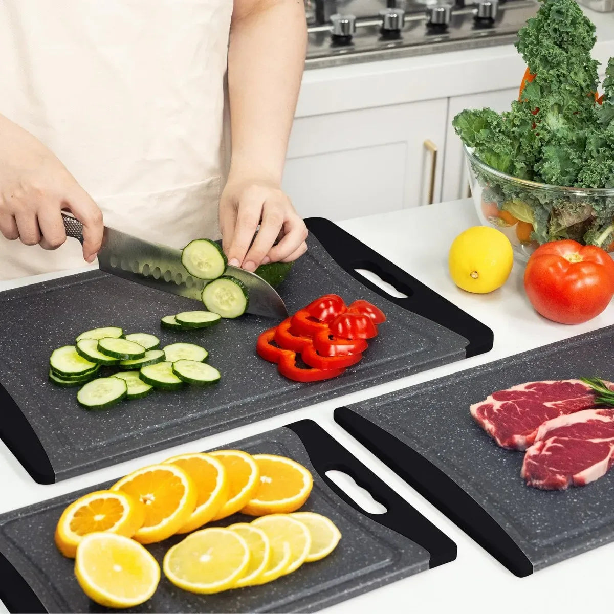 Non-Slip Rubber Grip Cutting Boards