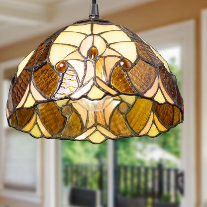 River of Goods 10" W Halston Traditional Amber Dome Shade Pendant