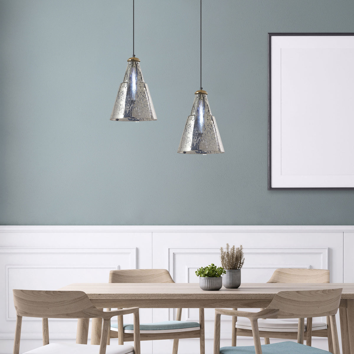 River of Goods 11" W Tracie Glam Gold and Silver Cone Shade Pendant Light