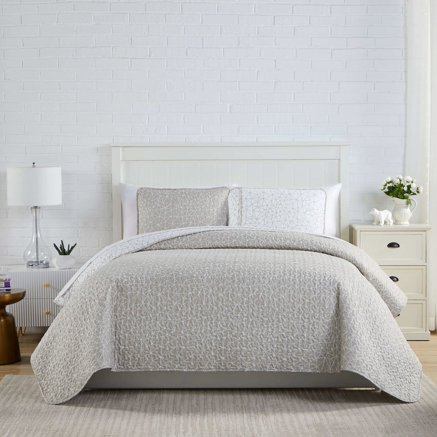 Geometric Maze Taupe-