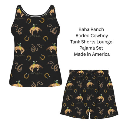 Baha Ranch Rodeo Cowboy Shorts Tank Lounge Pajama Set Made in America