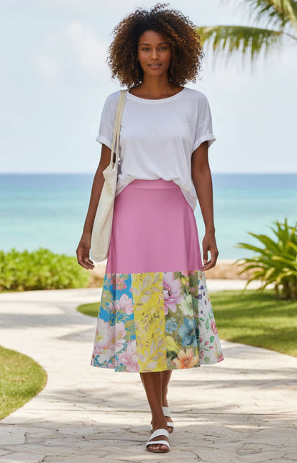 Pink Multicolor Floral Border Print-
