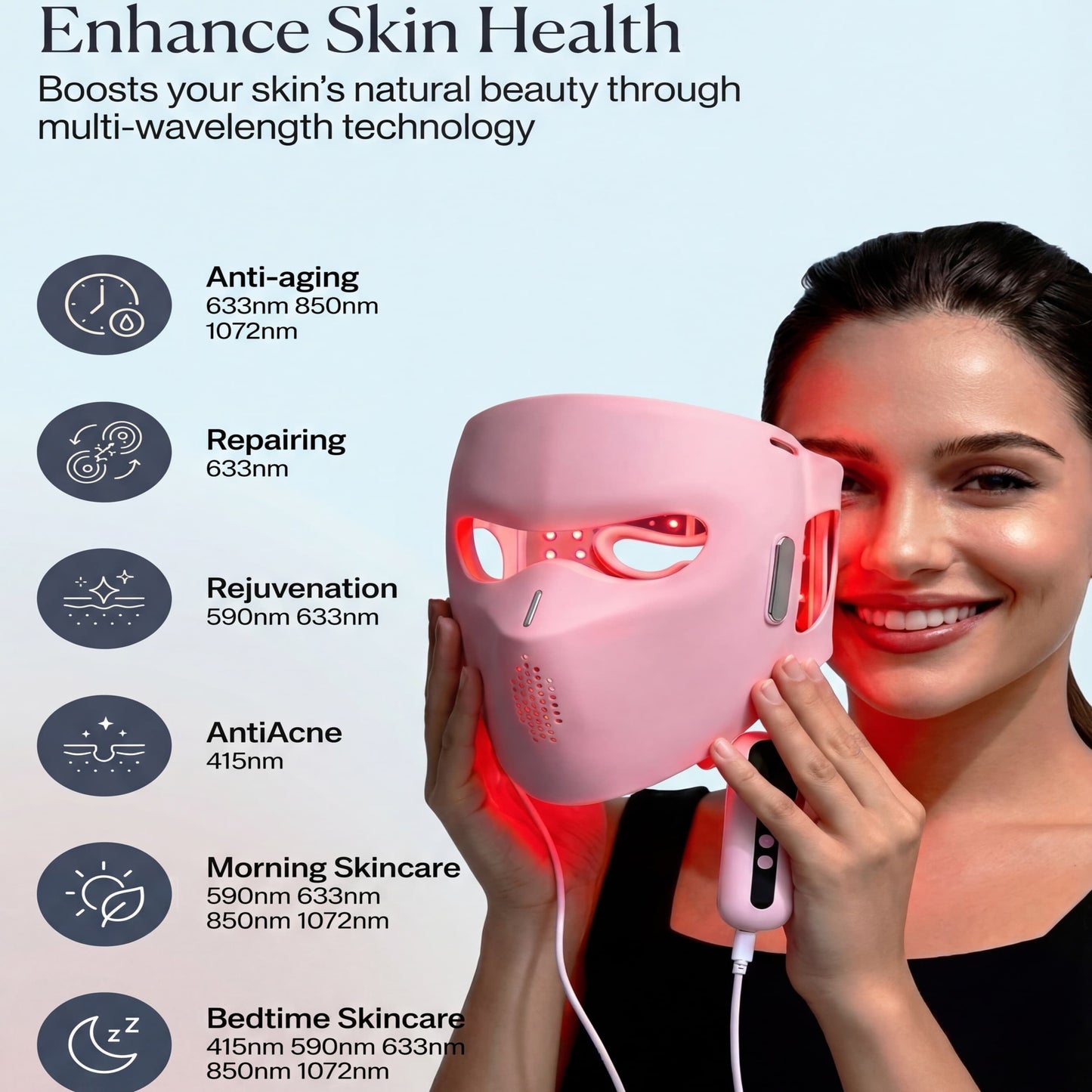 Lovery 4D Led Light Therapy Mask with Near-Infrared Light Anti Aging Skin Rejuvenation