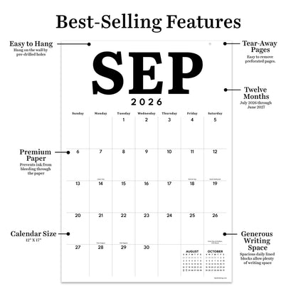 July 2026 - June 2027 Art Poster Wall Calendar