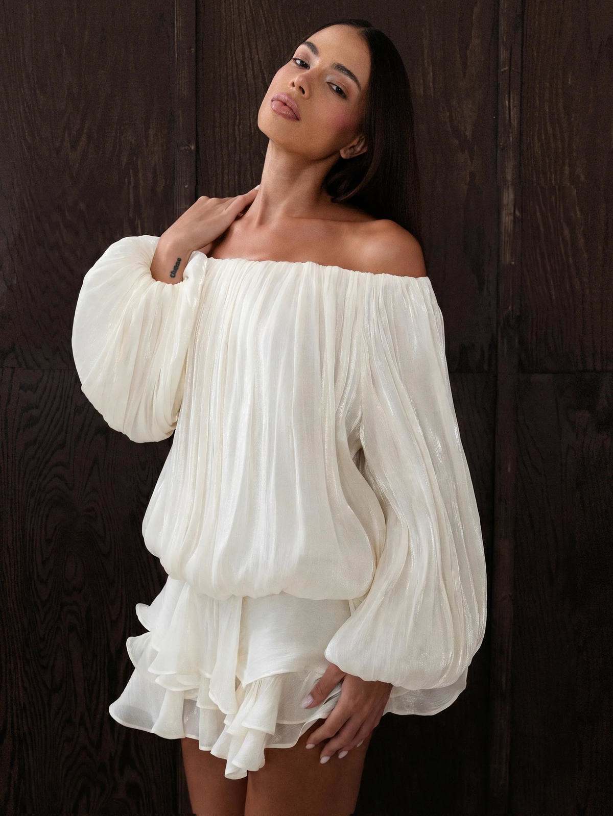 Chic YC Women's Off-Shoulder Pleated Ruffle Hem Mini Dress Long Sleeve Zulily Chic YC Women's Off-Shoulder Pleated Ruffle Hem Mini Dress Long Sleeve Zulily