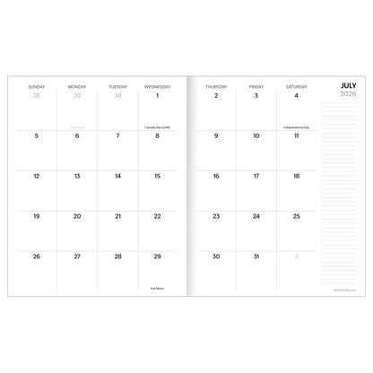 July 2026 - June 2027 Red Stripe Monthly Planner