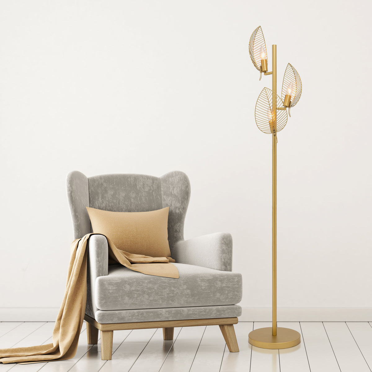 River of Goods 59.25" H Theo Leaf Shade Floor Lamp