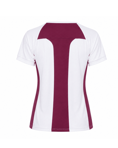 White with Maroon-