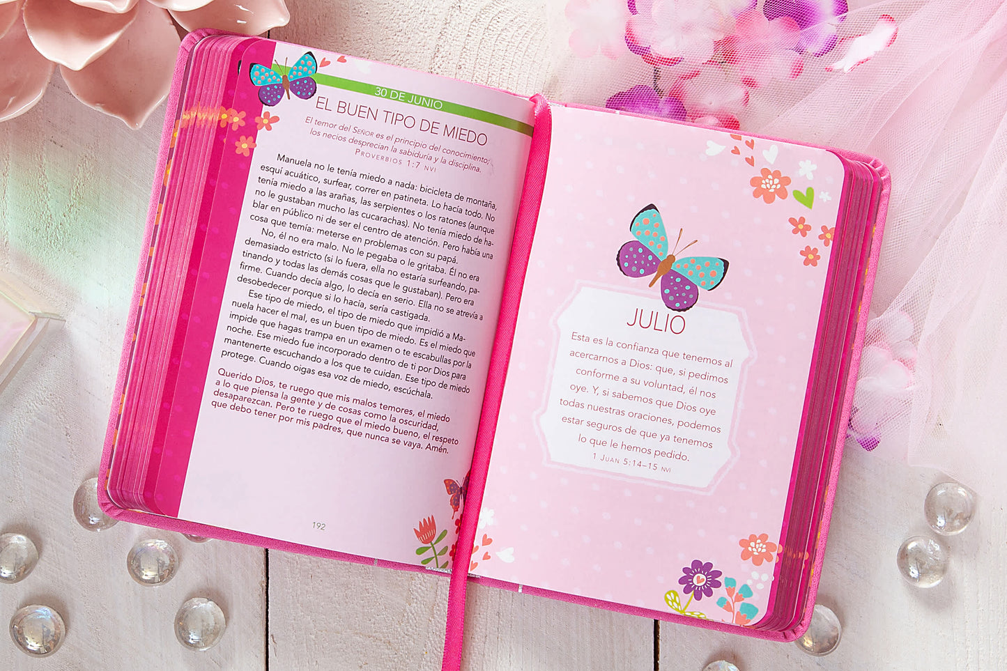 Pink, silver, and white -