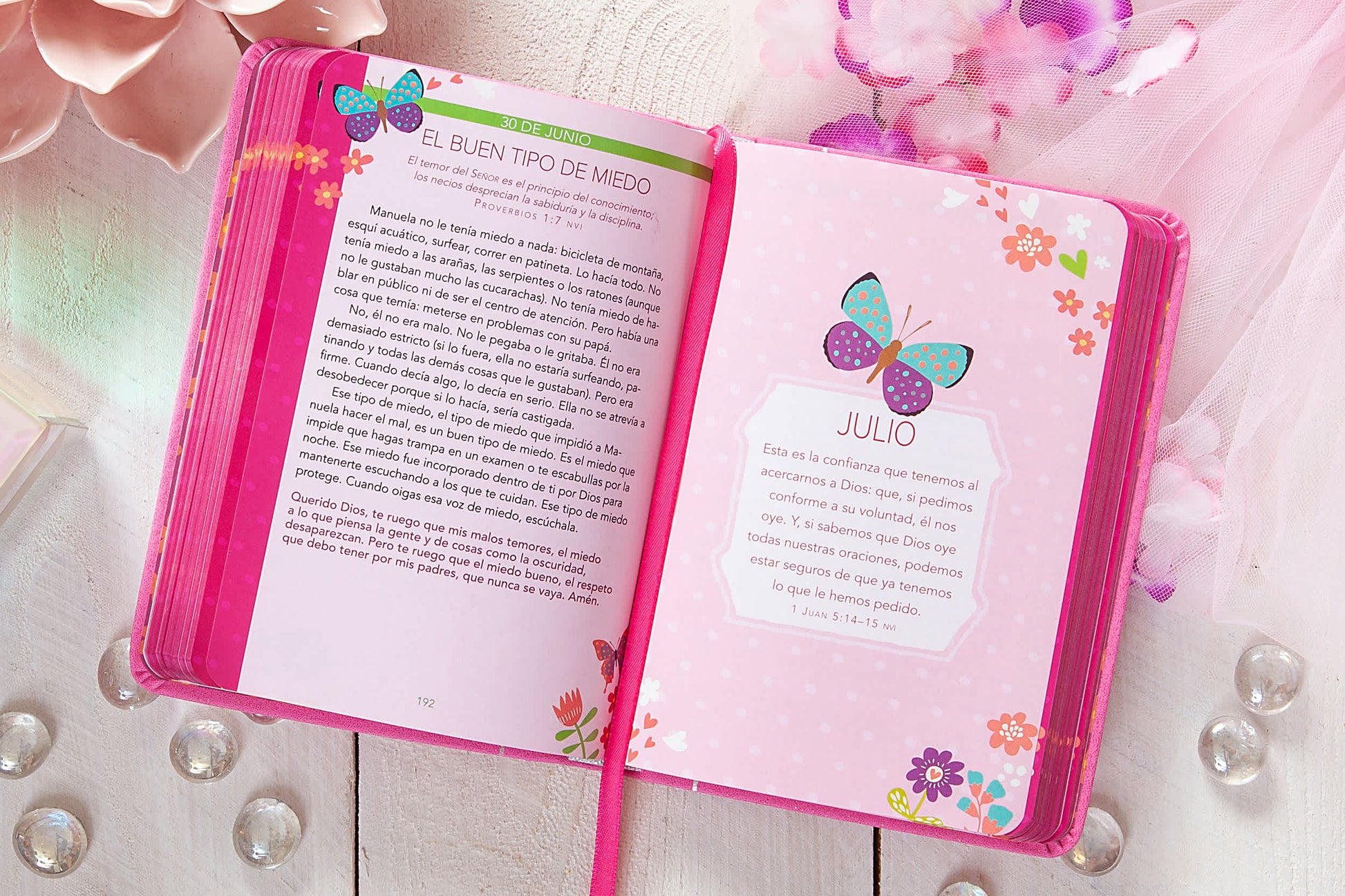 Pink, silver, and white -