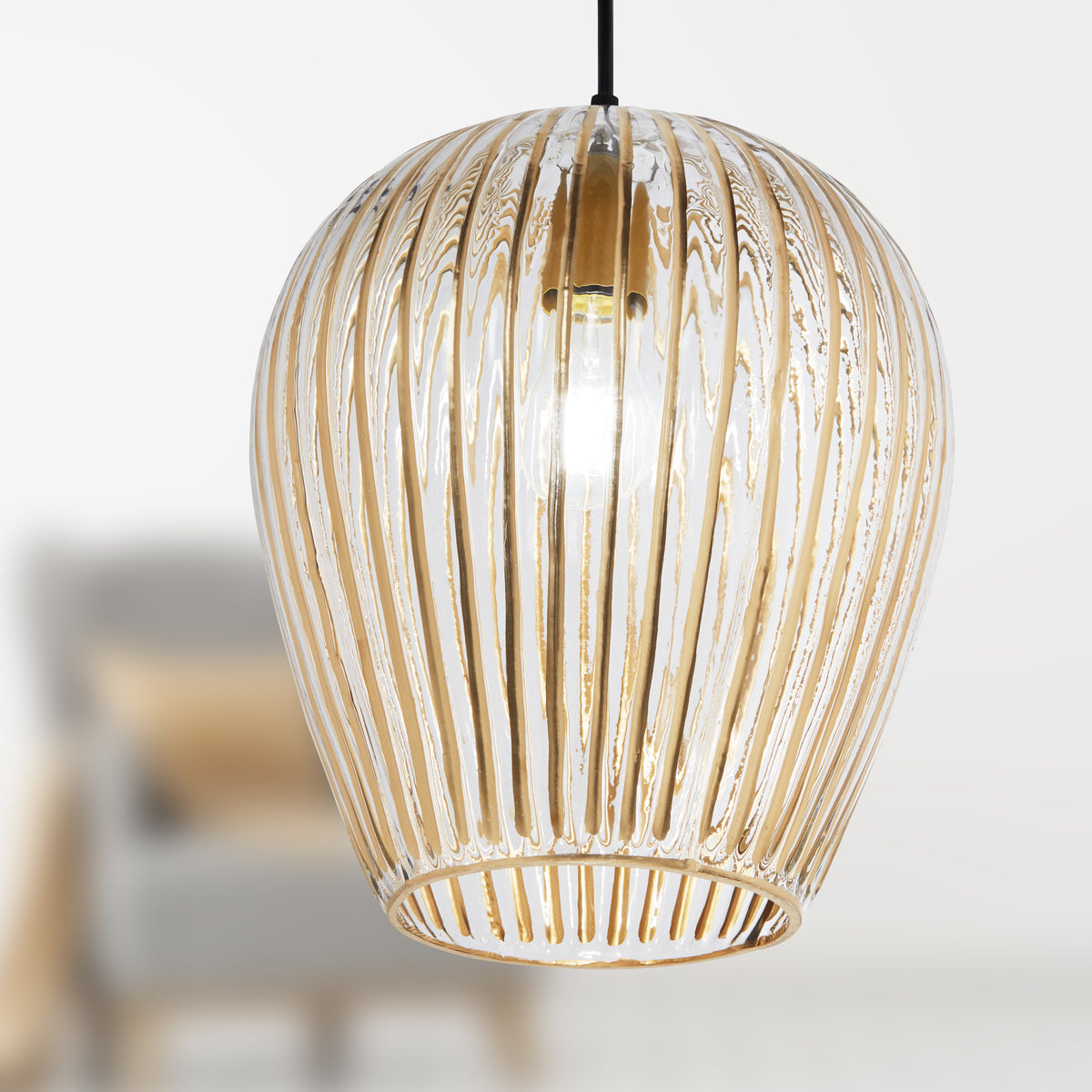 River of Goods 10.75" W Zoe Modern Clear and Gold Dome Shade Pendant