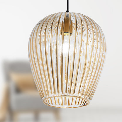 River of Goods 10.75" W Zoe Modern Clear and Gold Dome Shade Pendant