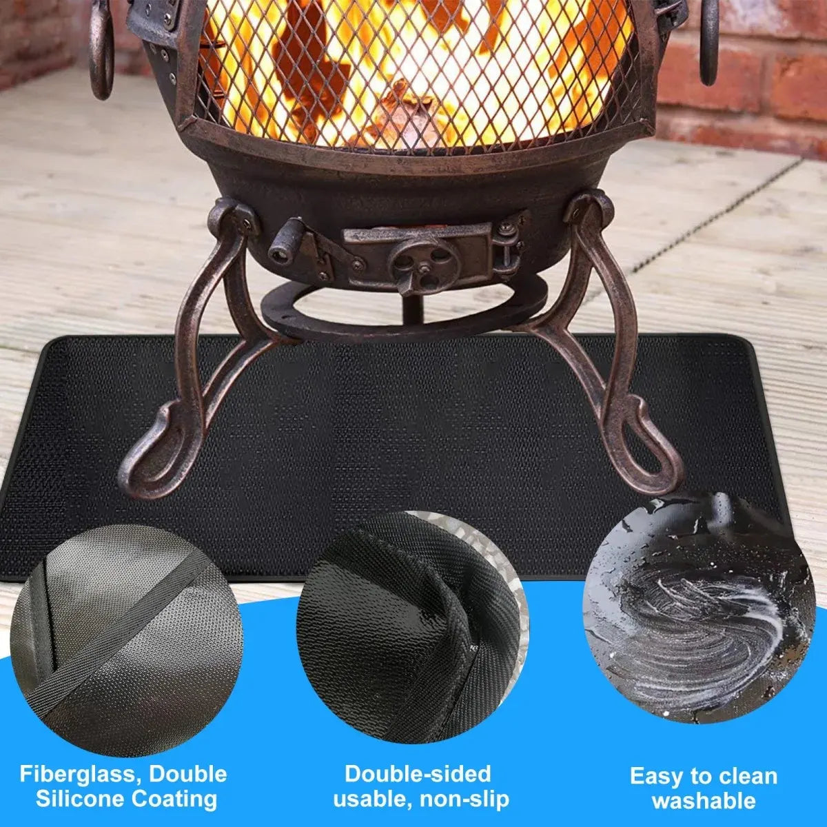 Non-Slip Washable Fire Pit Mat