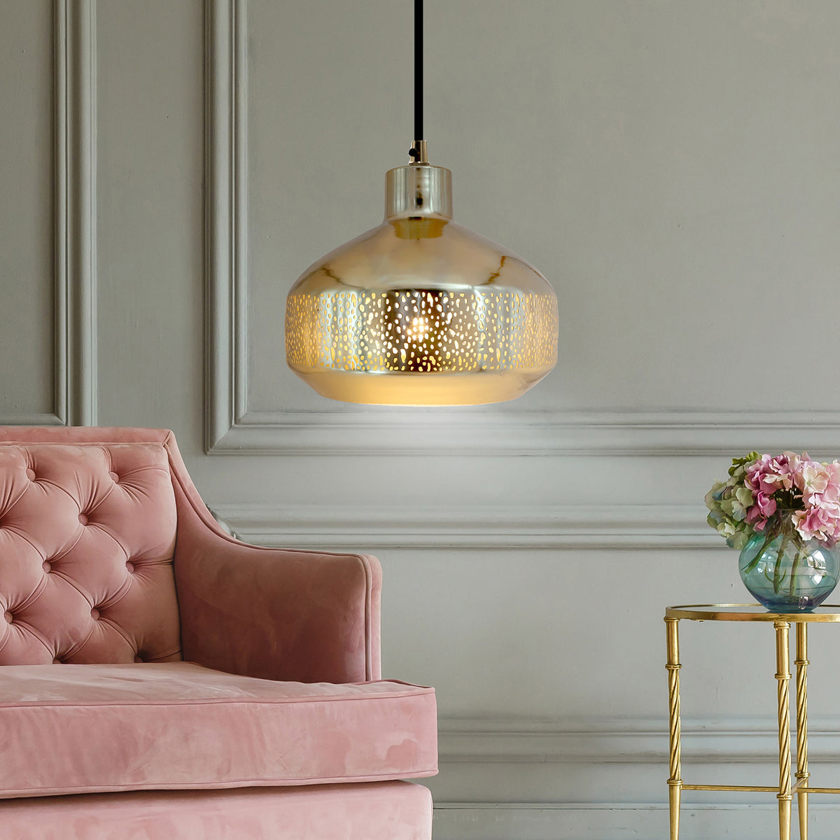 River of Goods 16"H Sorrento Teardrop 1-Light Metal Pendant