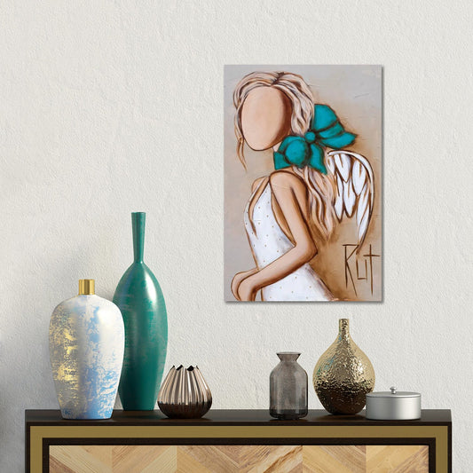 Blue Bow In Hair by Ruth's Angels - Canvas Gallery Wrap