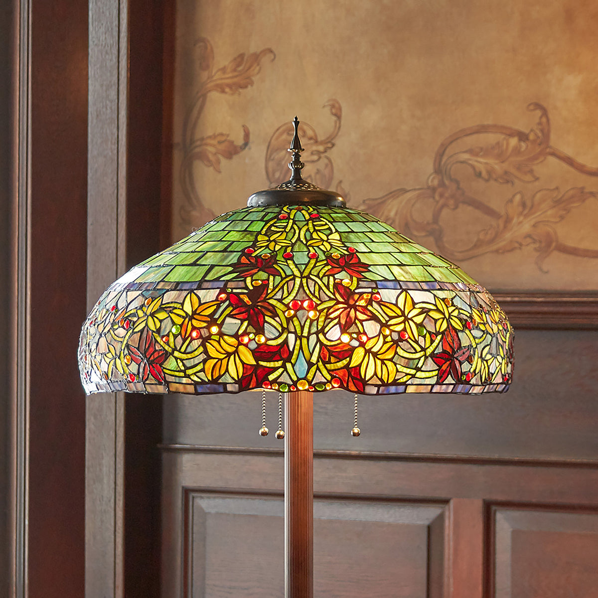 River of Goods 65" H Hampstead Tiffany-Style Stained Glass Floor Lamp