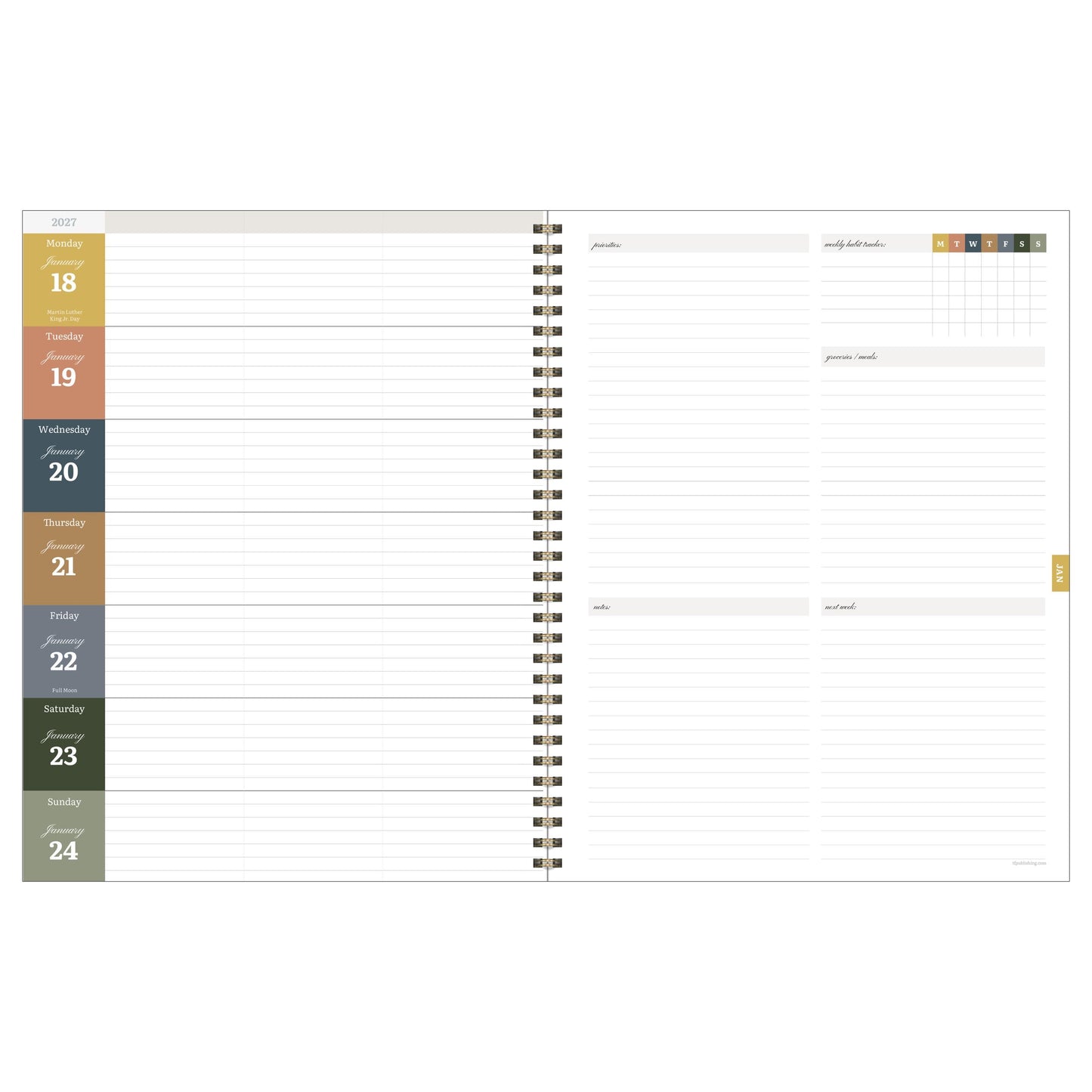 July 2026 - June 2027 Leaf Motif Weekly Monthly Planner
