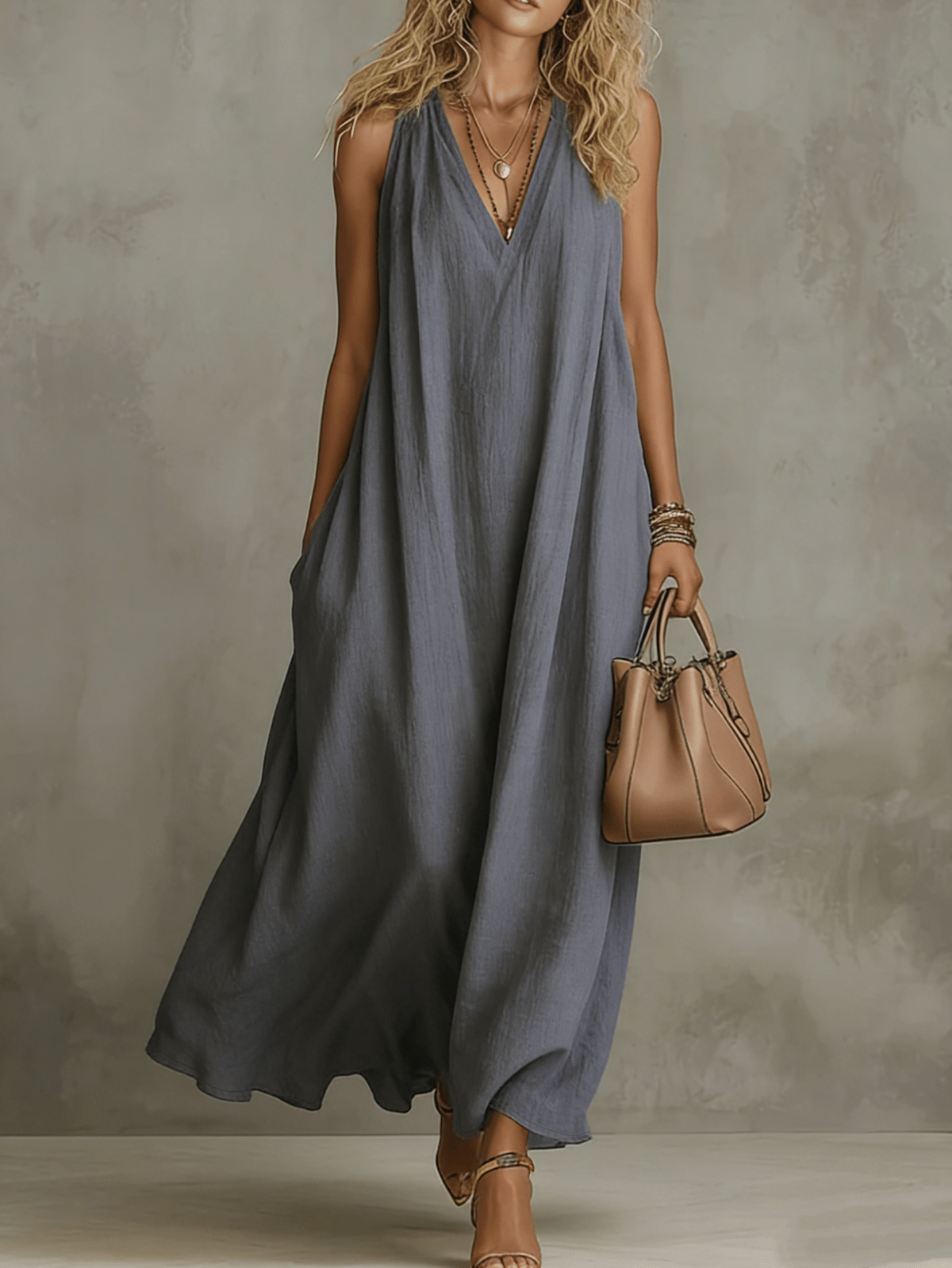 Chic YC Women's Sleeveless V-Neck Linen Blend Maxi Dress Loose Fit Sum – Zulily Chic YC Women's Sleeveless V-Neck Linen Blend Maxi Dress Loose Fit Sum – Zulily